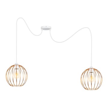Chandelier on a string MATT 2xE27/60W/230V spider white/copper