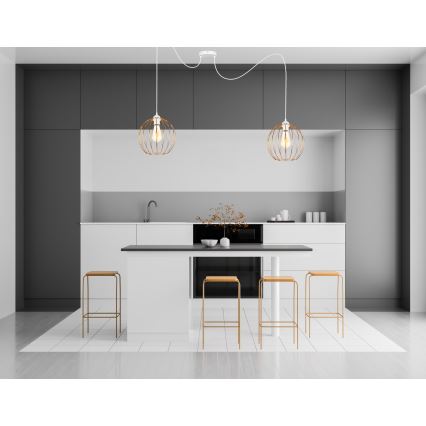 Chandelier on a string MATT 2xE27/60W/230V spider white/copper