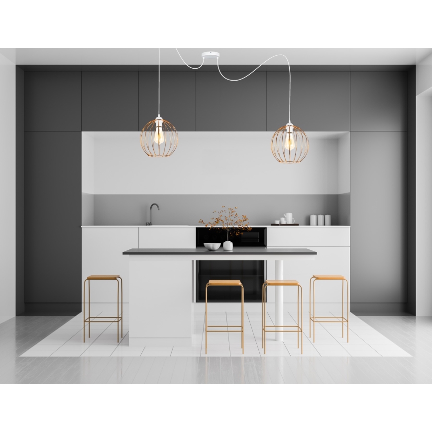 Chandelier on a string MATT 2xE27/60W/230V spider white/copper