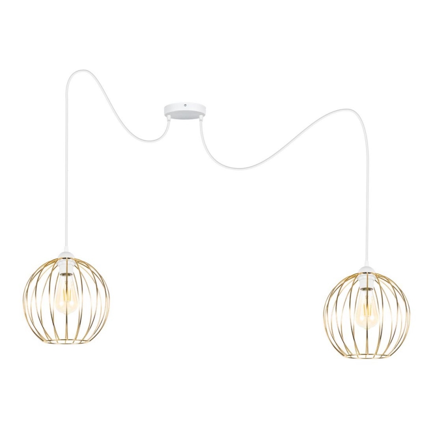 Chandelier on a string MATT 2xE27/60W/230V spider white/gold