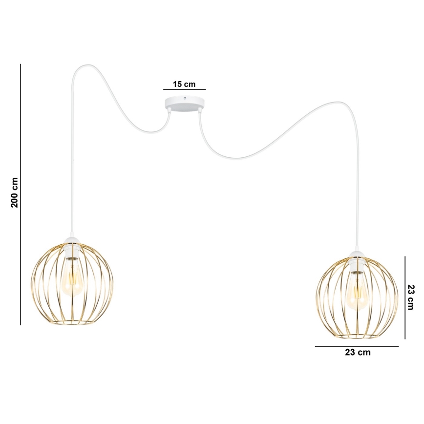 Chandelier on a string MATT 2xE27/60W/230V spider white/gold
