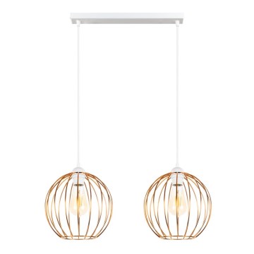 Chandelier on a string MATT 2xE27/60W/230V white/copper