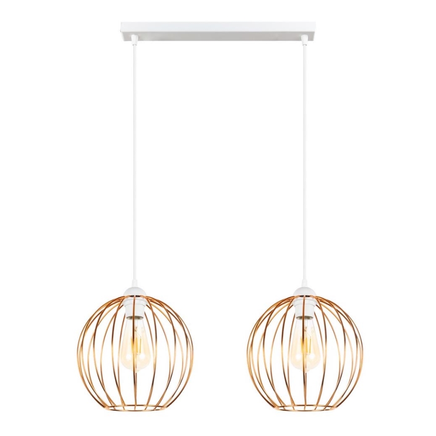 Chandelier on a string MATT 2xE27/60W/230V white/copper