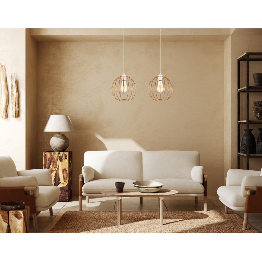 Chandelier on a string MATT 2xE27/60W/230V white/copper