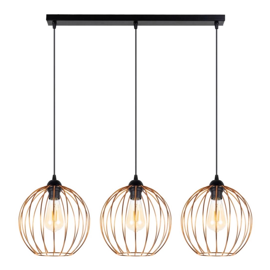 Chandelier on a string MATT 3xE27/60W/230V black/copper