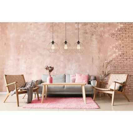 Chandelier on a string MATT 3xE27/60W/230V black/gold