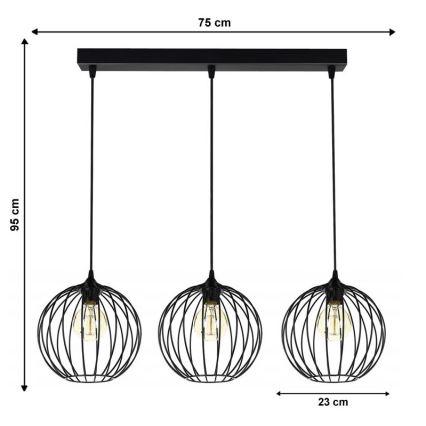 Chandelier on a string MATT 3xE27/60W/230V