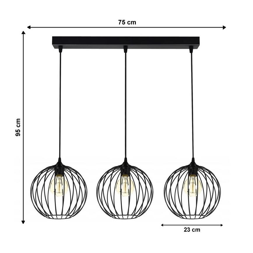Chandelier on a string MATT 3xE27/60W/230V