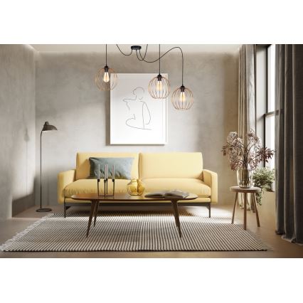 Chandelier on a string MATT 3xE27/60W/230V spider black/copper