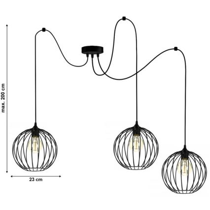 Chandelier on a string MATT 3xE27/60W/230V spider