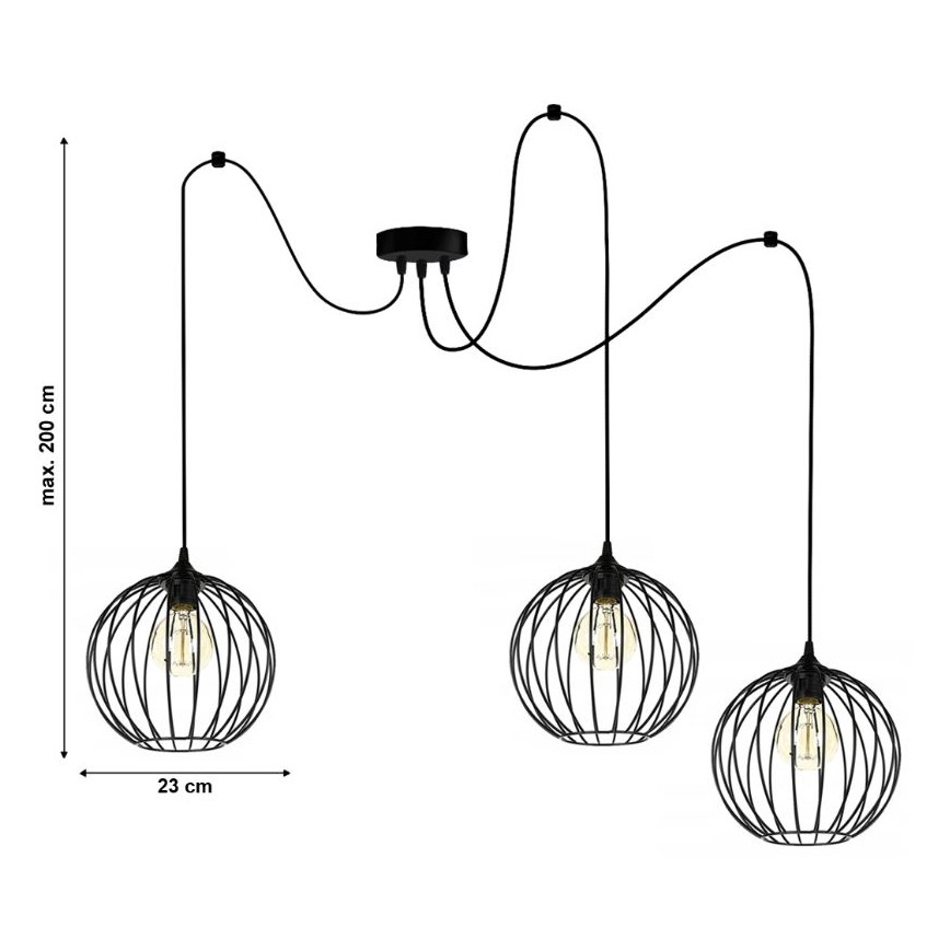 Chandelier on a string MATT 3xE27/60W/230V spider