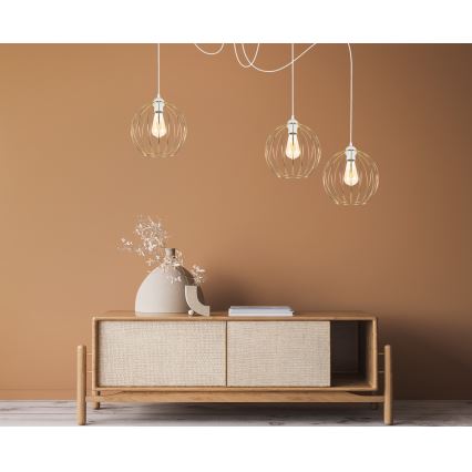 Chandelier on a string MATT 3xE27/60W/230V spider white/gold
