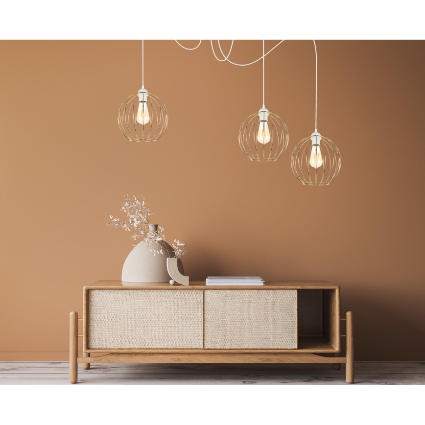 Chandelier on a string MATT 3xE27/60W/230V spider white/gold