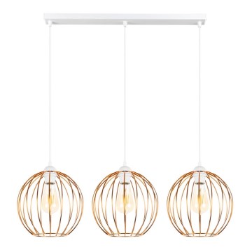 Chandelier on a string MATT 3xE27/60W/230V white/copper