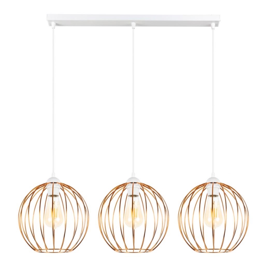 Chandelier on a string MATT 3xE27/60W/230V white/copper