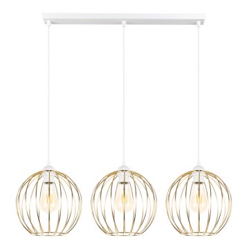 Chandelier on a string MATT 3xE27/60W/230V white/golden