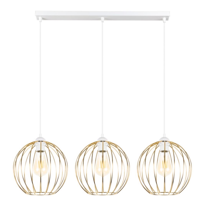 Chandelier on a string MATT 3xE27/60W/230V white/golden