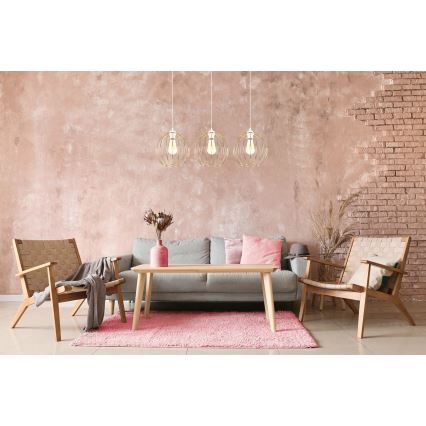 Chandelier on a string MATT 3xE27/60W/230V white/golden