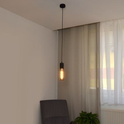 Chandelier on a string MELODY 1xE27/15W/230V black