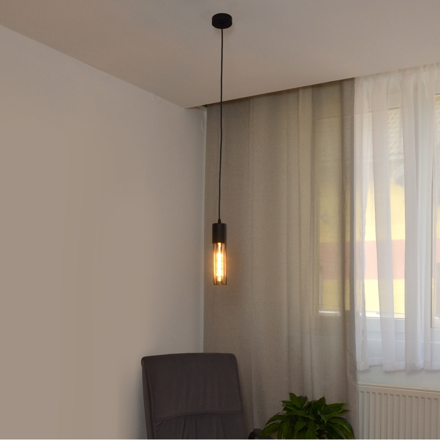 Chandelier on a string MELODY 1xE27/15W/230V black