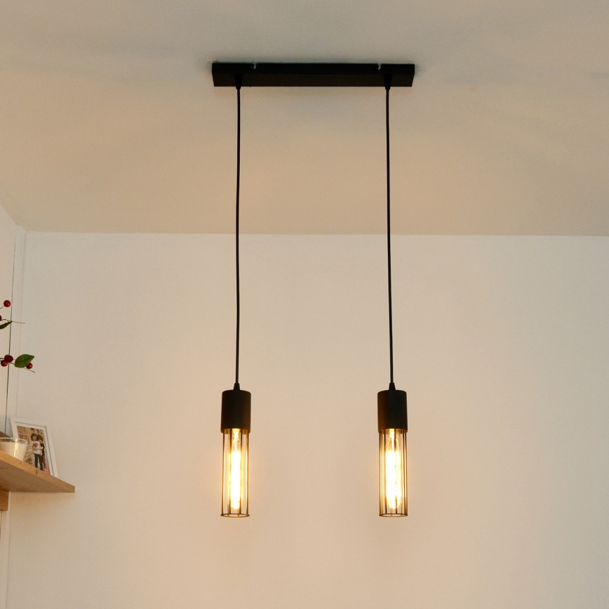Chandelier on a string MELODY 2xE27/15W/230V black