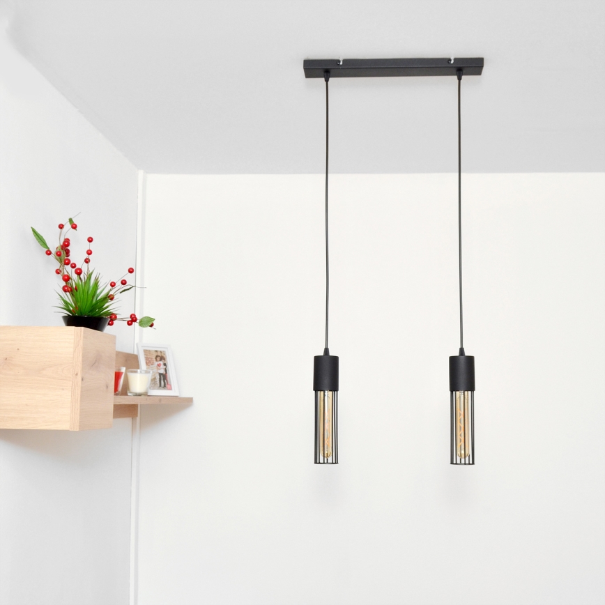Chandelier on a string MELODY 2xE27/15W/230V black