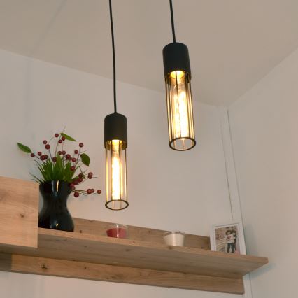 Chandelier on a string MELODY 2xE27/15W/230V black