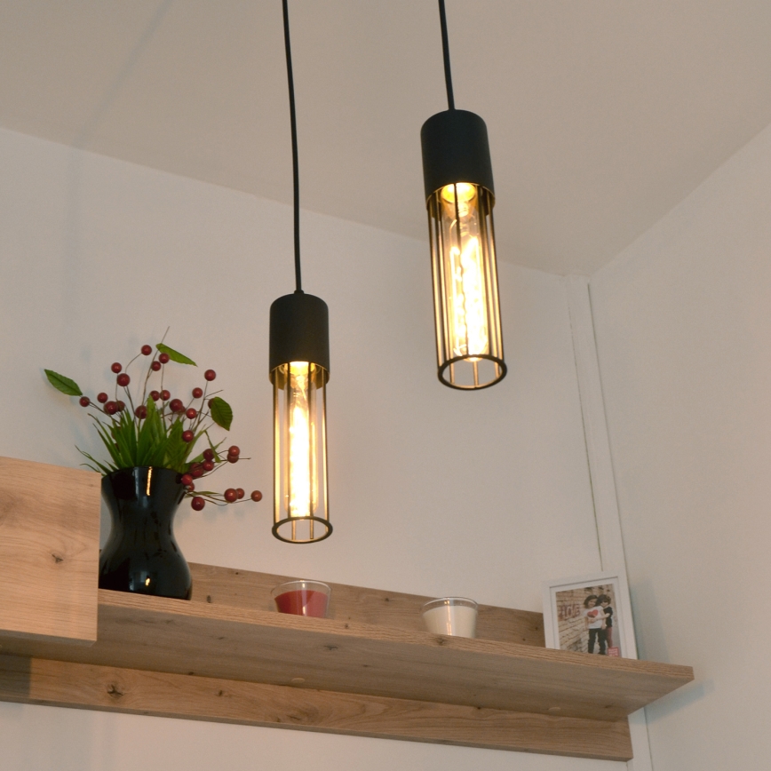 Chandelier on a string MELODY 2xE27/15W/230V black