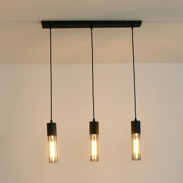 Chandelier on a string MELODY 3xE27/15W/230V black