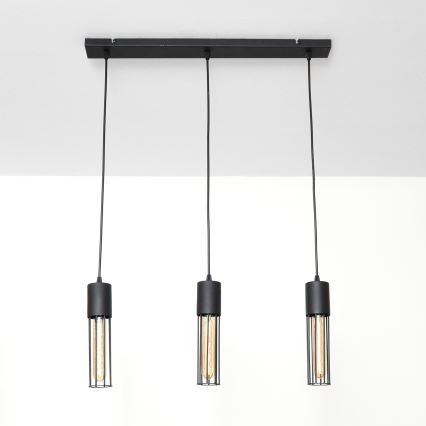 Chandelier on a string MELODY 3xE27/15W/230V black
