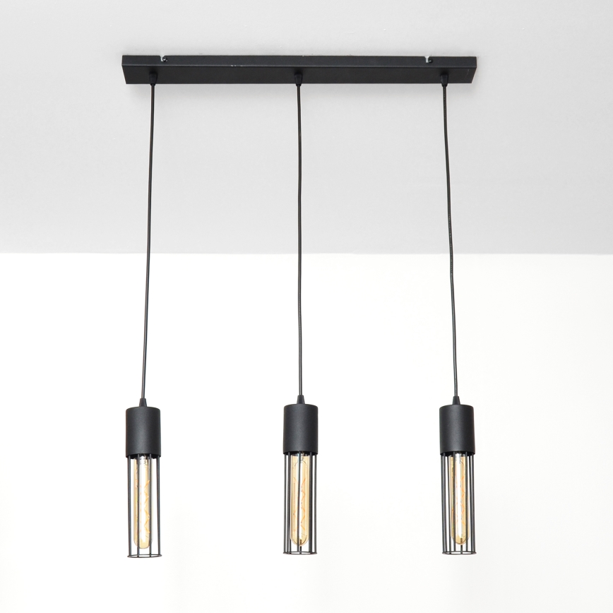 Chandelier on a string MELODY 3xE27/15W/230V black