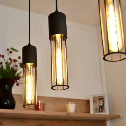 Chandelier on a string MELODY 3xE27/15W/230V black