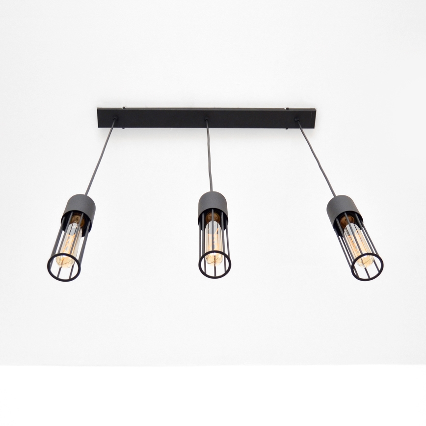Chandelier on a string MELODY 3xE27/15W/230V black