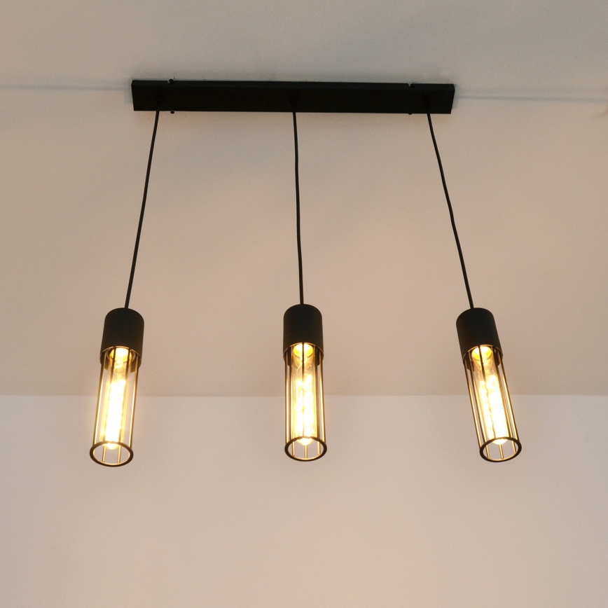 Chandelier on a string MELODY 3xE27/15W/230V black