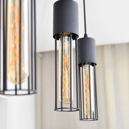 Chandelier on a string MELODY 3xE27/15W/230V black