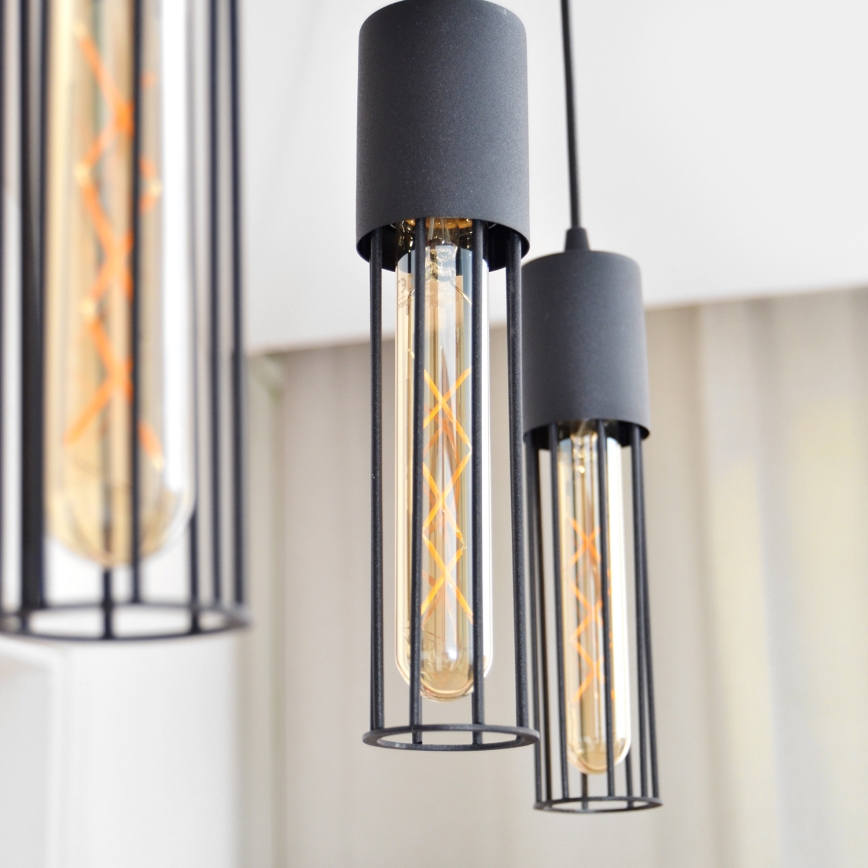 Chandelier on a string MELODY 3xE27/15W/230V black