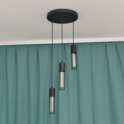 Chandelier on a string MELODY 3xE27/15W/230V black