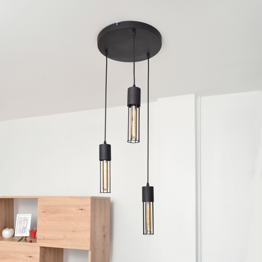 Chandelier on a string MELODY 3xE27/15W/230V black