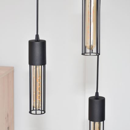 Chandelier on a string MELODY 3xE27/15W/230V black