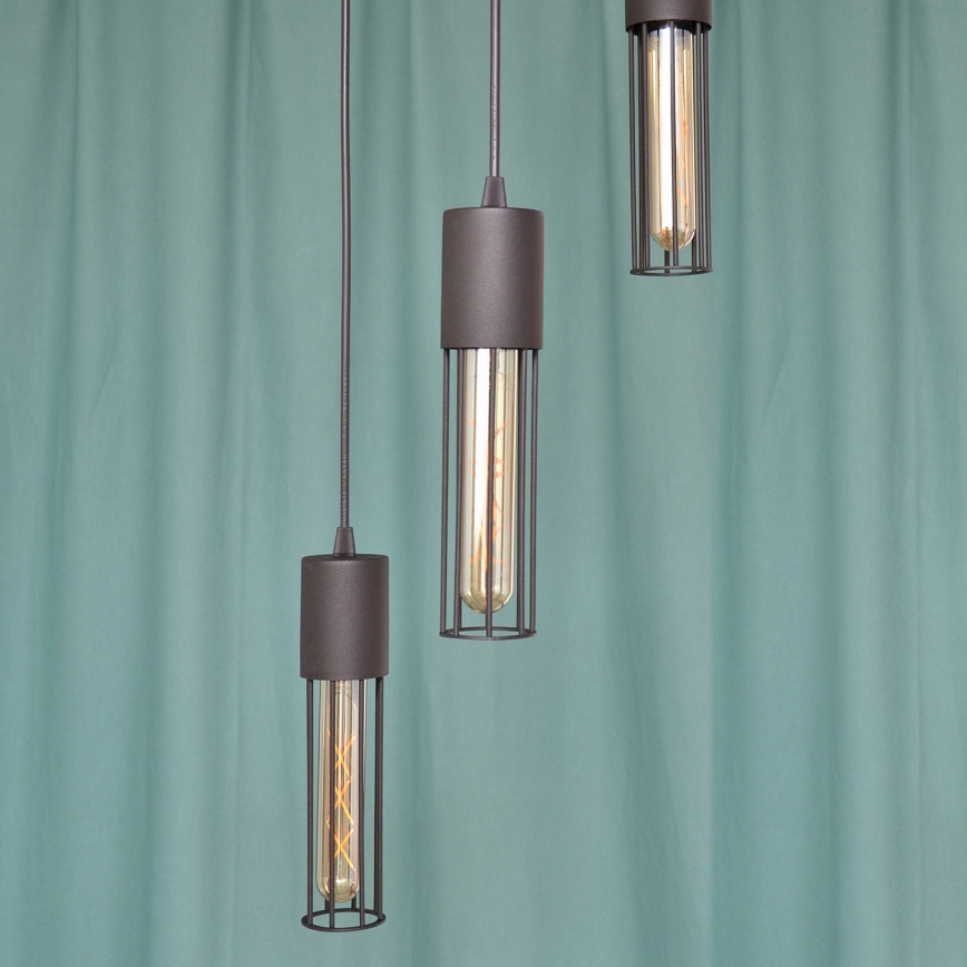 Chandelier on a string MELODY 3xE27/15W/230V black
