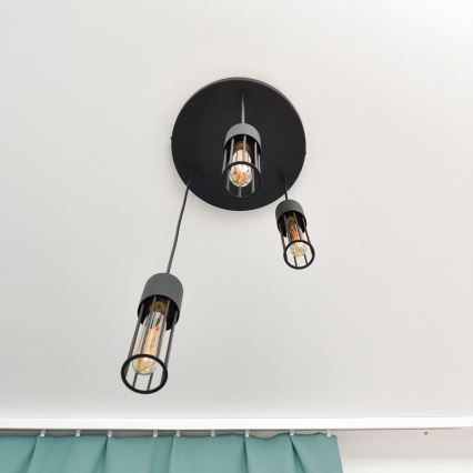 Chandelier on a string MELODY 3xE27/15W/230V black