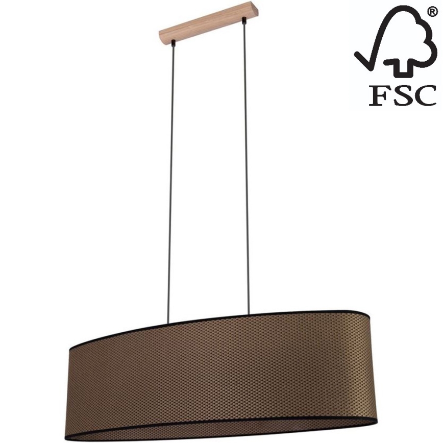 Chandelier on a string MERCEDES 2xE27/40W/230V brown/oak – FSC certified