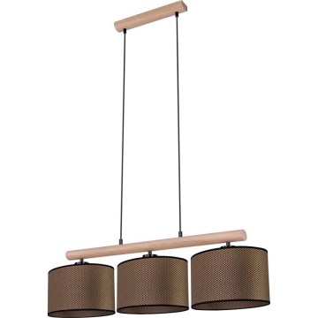 Chandelier on a string MERCEDES 3xE27/40W/230V brown/oak