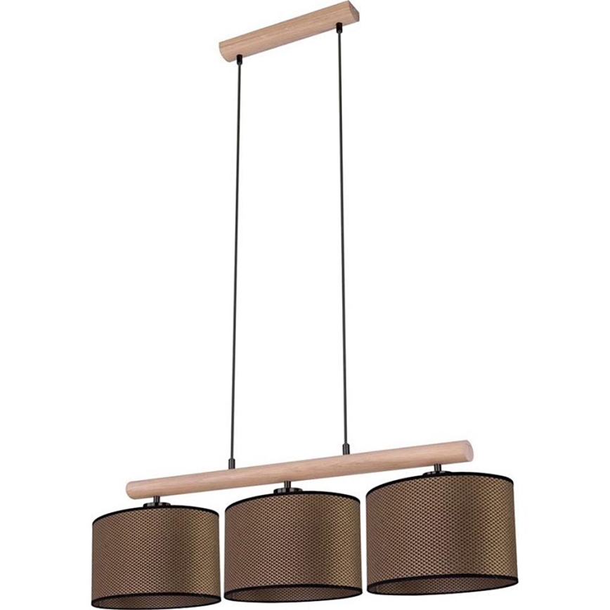 Chandelier on a string MERCEDES 3xE27/40W/230V brown/oak