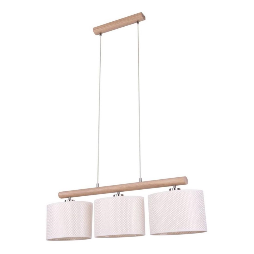 Chandelier on a string MERCEDES 3xE27/40W/230V creamy/oak