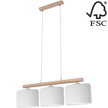 Chandelier on a string MERCEDES 3xE27/40W/230V white/oak – FSC certified