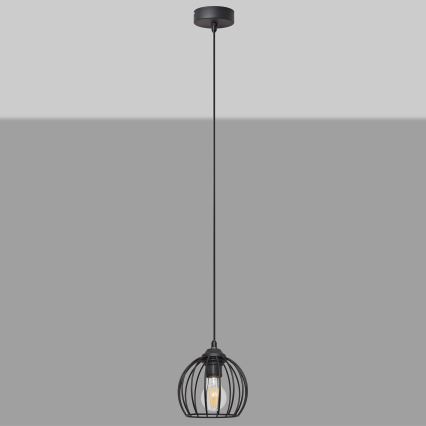 Chandelier on a string MERCURE 1xE27/15W/230V diameter 16 cm black