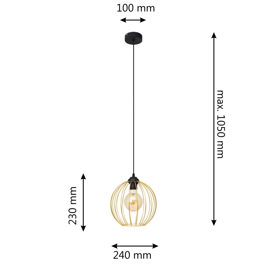 Chandelier on a string MERCURE 1xE27/15W/230V gold/black
