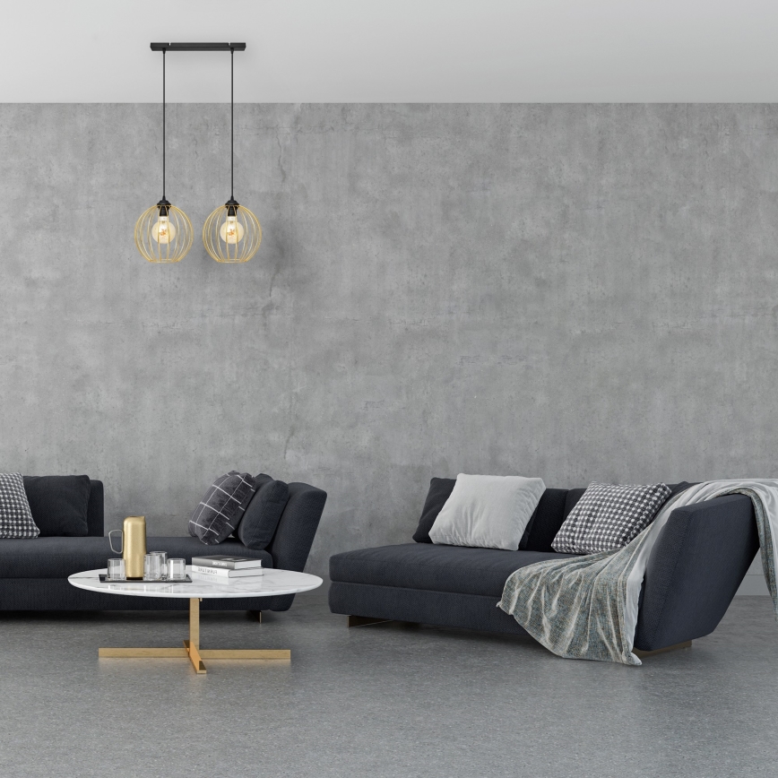 Chandelier on a string MERCURE 2xE27/15W/230V gold/black