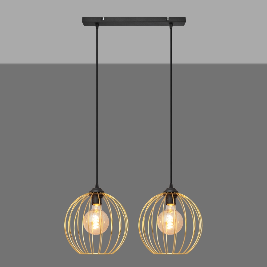 Chandelier on a string MERCURE 2xE27/15W/230V gold/black